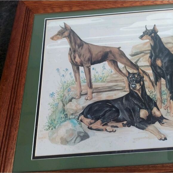 Marcia Van Woert Signed Wood Framed Orignal Dobermen Print Lithograph Numbered - Picture 3 of 8